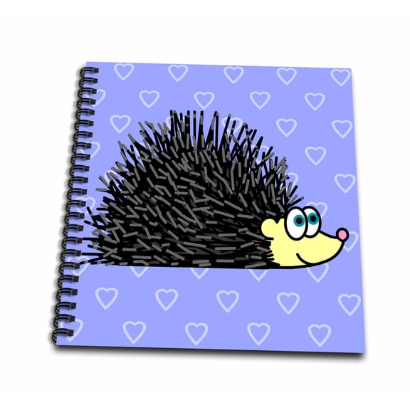 3dRose, Cute Hedgehog and Hearts Design Blue, Mini Notepad 4 x 4 inch
