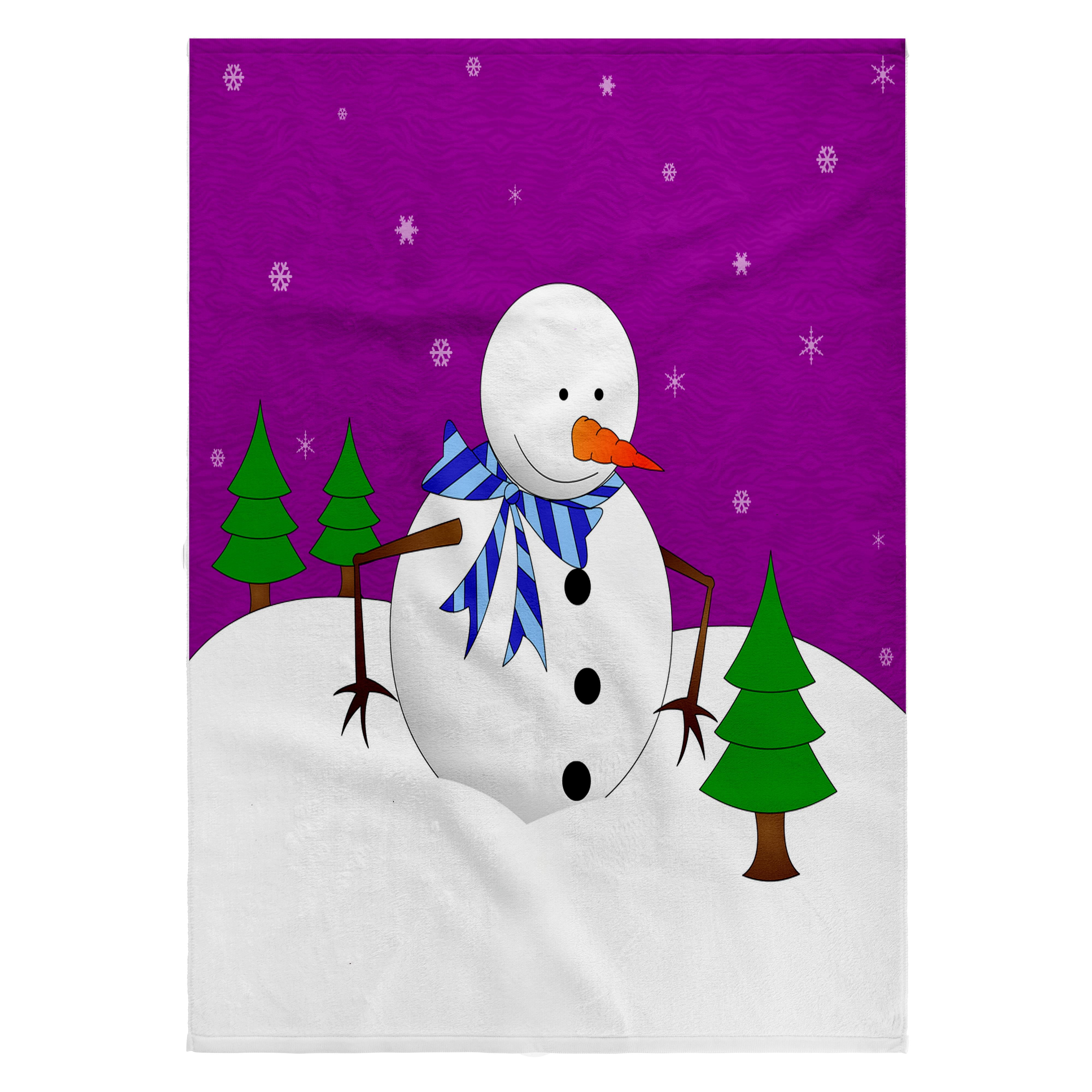 3dRose, Cute Holiday Snowman and Baby Pine Tree Purple, 22x30 Bath Hand Pool Towel