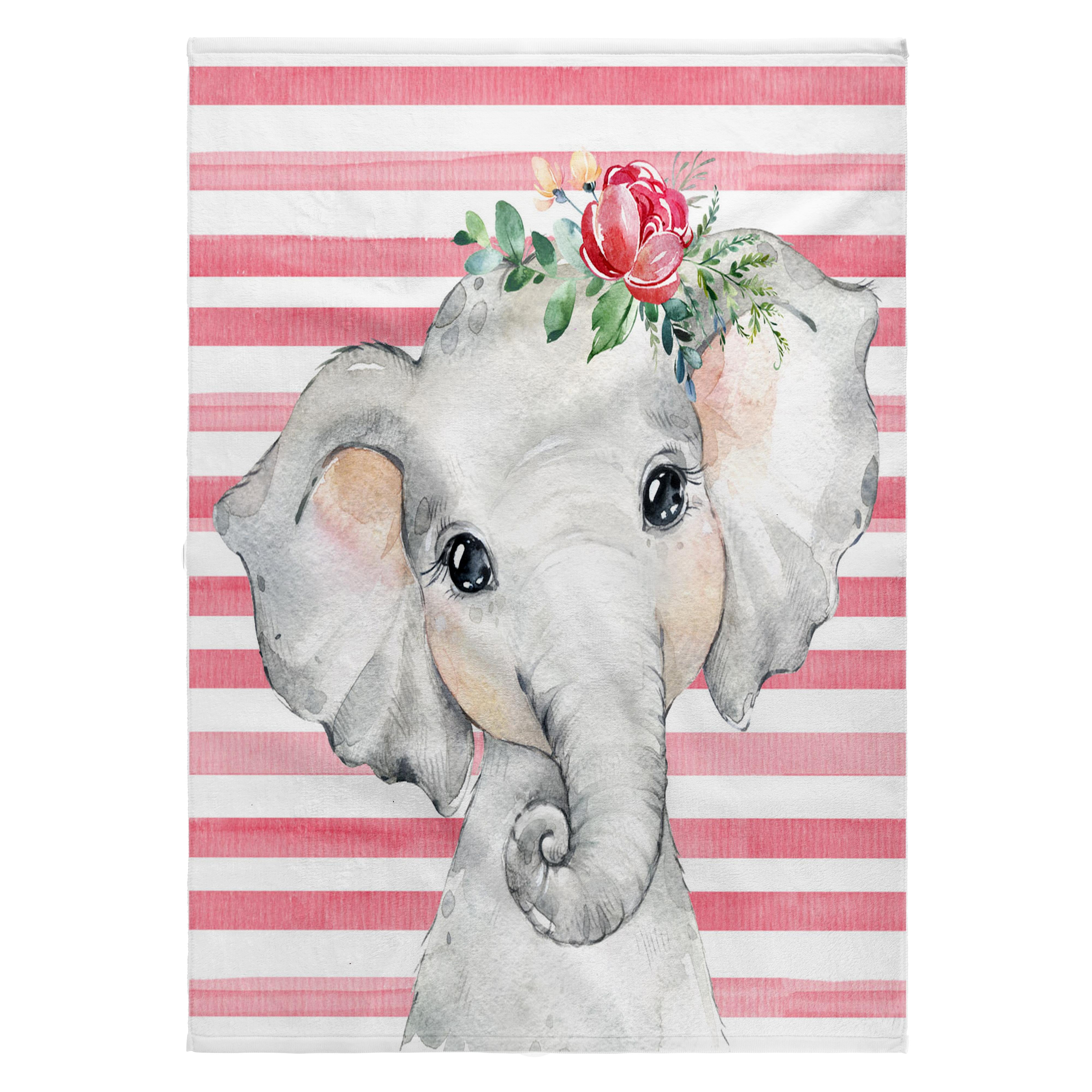 3dRose, Cute Image Of Watercolor Floral Baby Girl Elephant Illustration, 22x30 Bath Hand Pool Towel