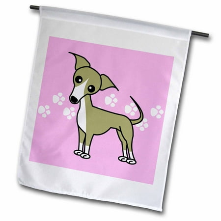 3dRose, Cute Italian Greyhound Fawn Tan Purple Pawprint Background, 12 x 18 inch Garden Flag