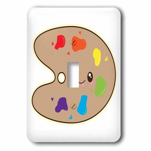 3dRose, Cute Kawaii Artist Paint Palette Cartoon, single toggle switch