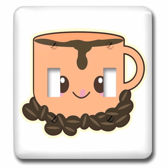 3dRose, Cute Kawaii Cartoon Character Happy Coffee Mug, double toggle switch