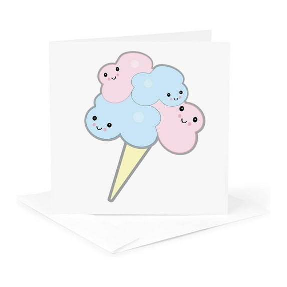 3drose, Cute Kawaii Cotton Candy, 1 Greeting Card with Envelope