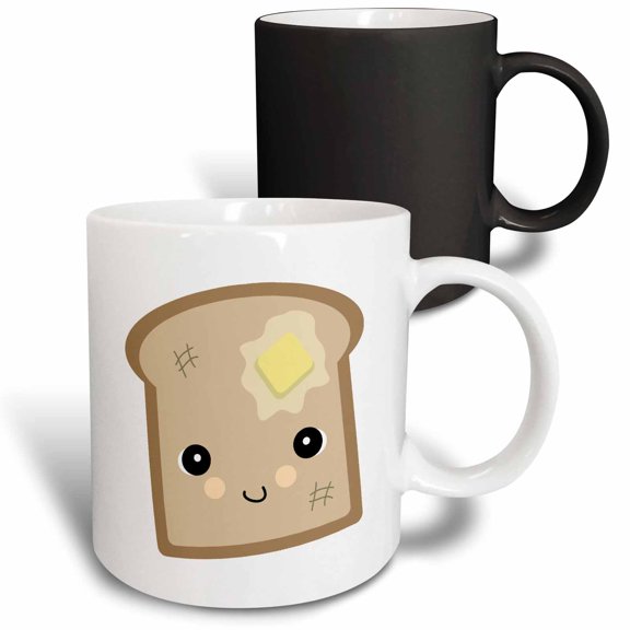 3drose, Cute Kawaii Toast, 11oz Magic Transforming Mug
