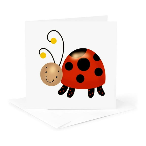 3dRose, Cute Ladybug Illustration, 1 Greeting Card with envelope
