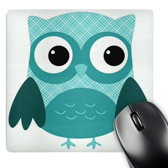 3dRose, Cute Light Blue Plaid Owl, MousePad