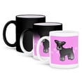thumbnail image 1 of 3dRose, Cute Miniature Schnauzer Banded Coat (Salt and Pepper) - Cartoon Dog - Pink with Pawprints, 11oz Magic Transforming Mug, 1 of 8
