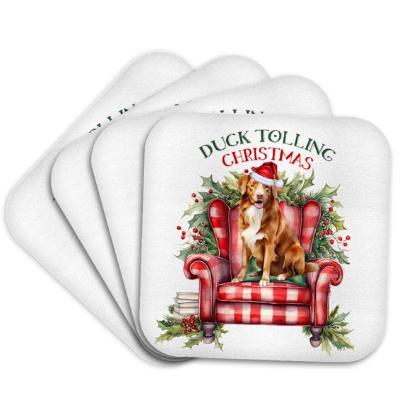 3drose, Cute Nova Scotia Duck Tolling Retriever Christmas Dog, Set of 4 Coasters - Soft