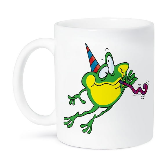 3dRose, Cute Party Frog Cartoon, 15oz Mug