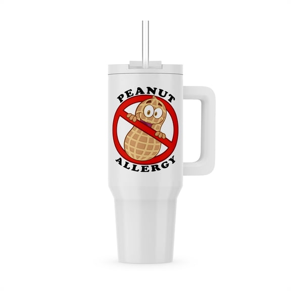 Cute Peanut Allergy Cartoon Anti-Peanut Warningwith Text, 40oz Tumbler
