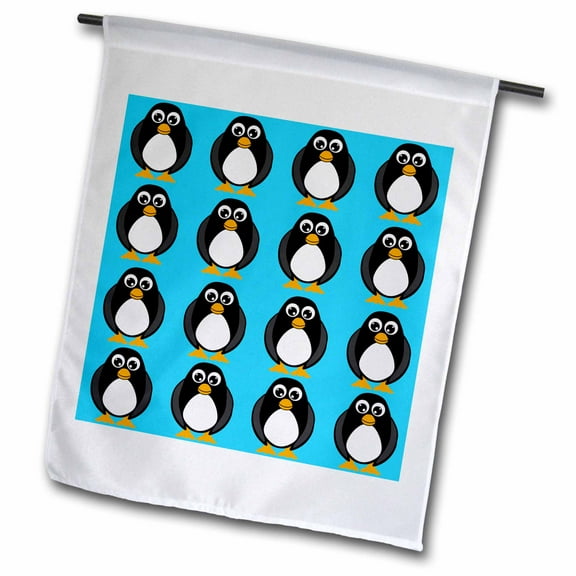 3dRose, Cute Penguin Blue Print, 12 x 18 inch Garden Flag