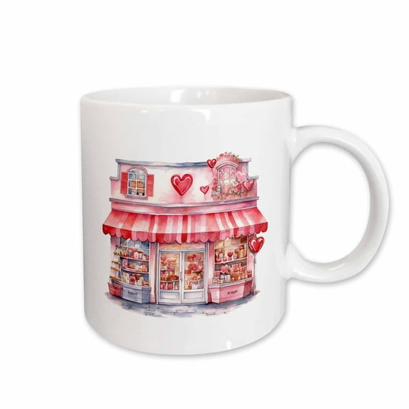 3drose, Cute Pink Candy Shop Illustration, 15oz Mug