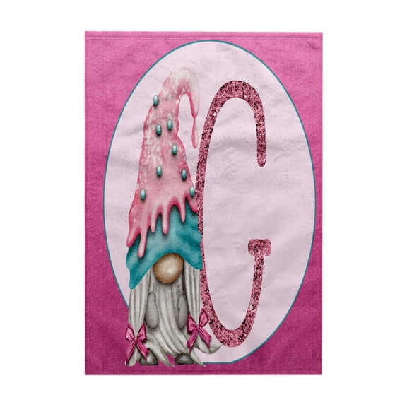 3dRose, Cute Pink Ice Cream Gnome Pink Image Of Glitter Monogram G, 15x22 Hand Towel