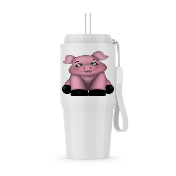 Cute Pink Smiling Pig Illustration, 20oz Tumbler