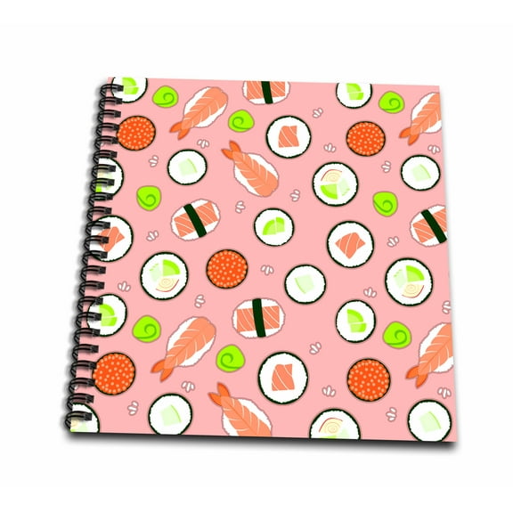 3dRose, Cute Pink Sushi Pattern, Mini Notepad 4 x 4 inch