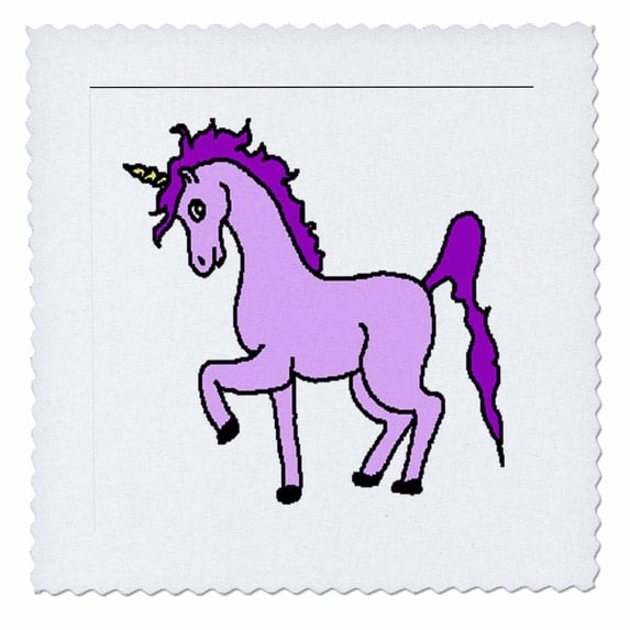 3dRose, Cute Pink and Purple Unicorn, 8x8 inch quilt square