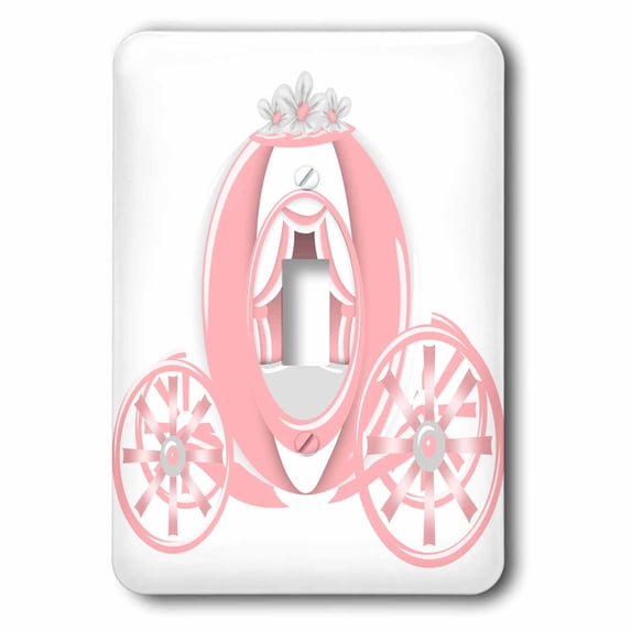 3dRose, Cute Pink and White Princess Carriage Illustration, single toggle switch