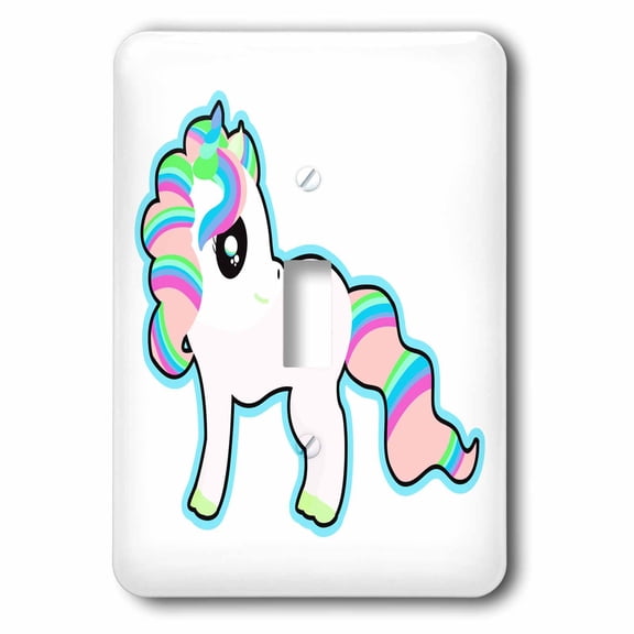 3dRose, Cute Pretty Kawaii Rainbow Fantasy Unicorn, single toggle switch
