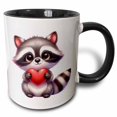 thumbnail image 1 of 3drose, Cute Raccoon with a Red Heart Illustration, 11oz Two-tone Black Mug, 1 of 6