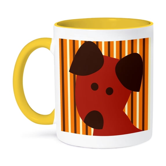 3dRose, Cute Red Dog- Animals- Art- Pets, 11oz Two-Tone Yellow Mug