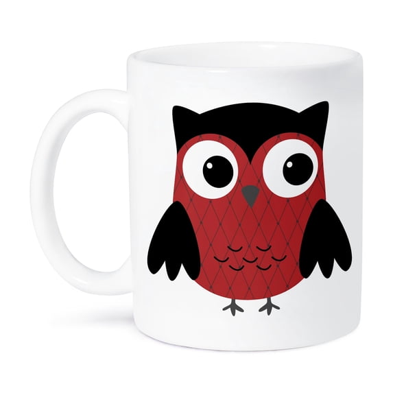 3dRose, Cute Ruby Red Diamond Patterned Owl, 15oz Mug