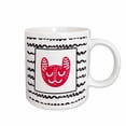 thumbnail image 1 of 3drose, Cute Scandinavian Floral Abstract Animal Red Cat Illustration, 11oz Mug, 1 of 6