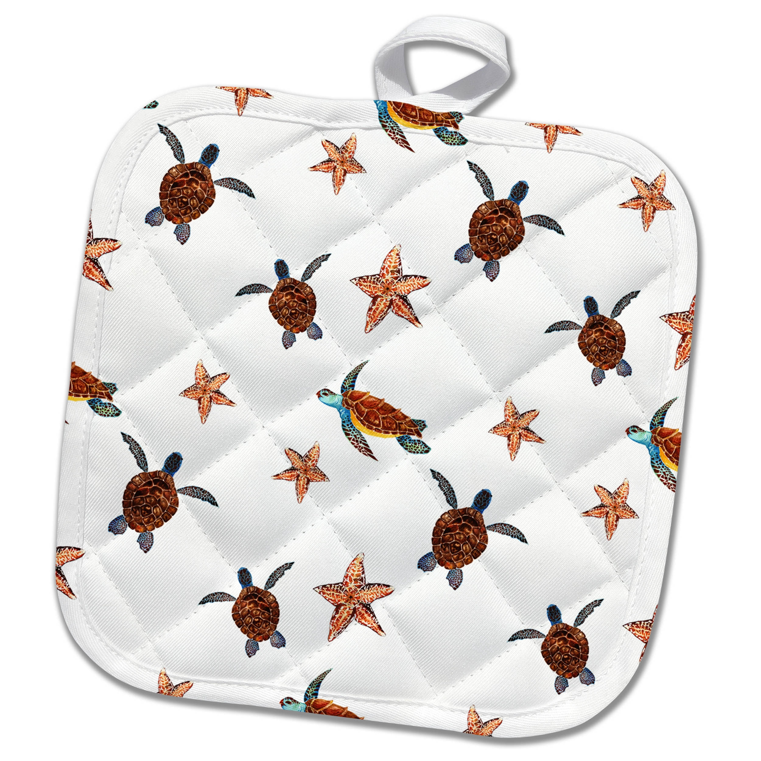 3dRose, Cute Sea Turtles and Star Fish Pattern, 8x8 Potholder - Walmart.com