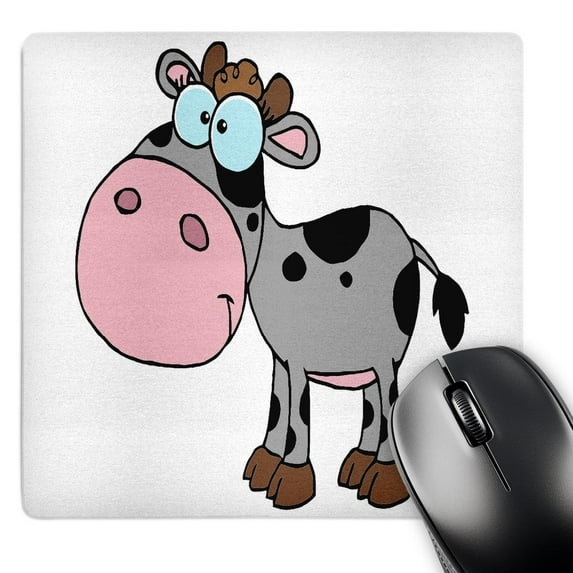3dRose, Cute Silly Cartoon Baby Cow Calf Gray, MousePad