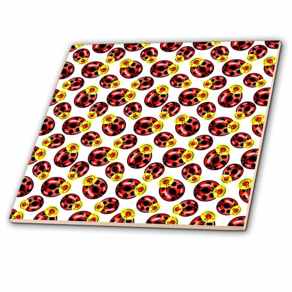3dRose, Cute smiling Face Ladybirds, 12 Inch Ceramic Tile