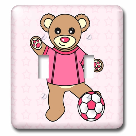 3dRose, Cute Soccer Player Teddy Bear Girl, double toggle switch