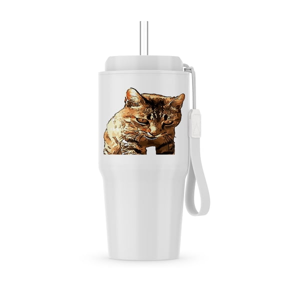 Cute Tabby Cat Black Outline Art, 20oz Tumbler