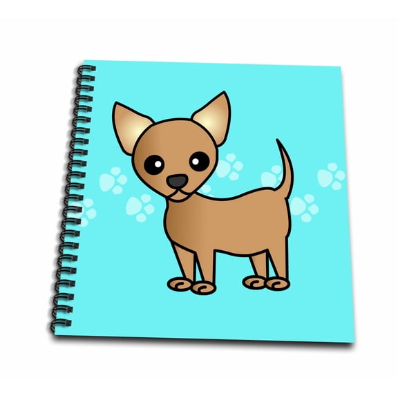 3dRose, Cute Tan Chihuahua Blue Pawprint Background, Mini Notepad 4 x 4 inch
