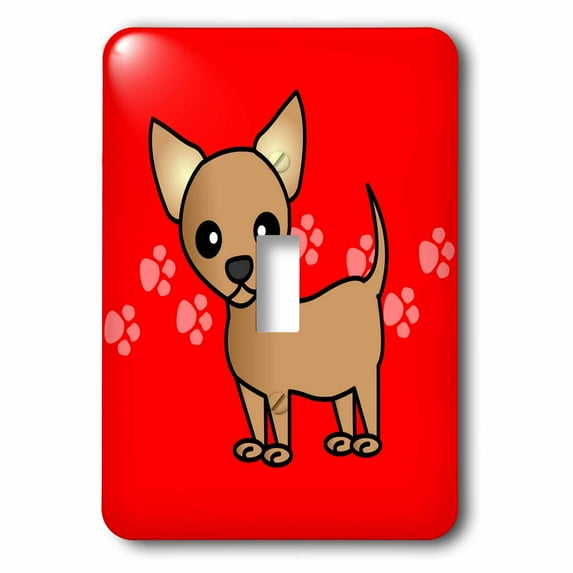 3dRose, Cute Tan Chihuahua Red Pawprint Background, single toggle switch