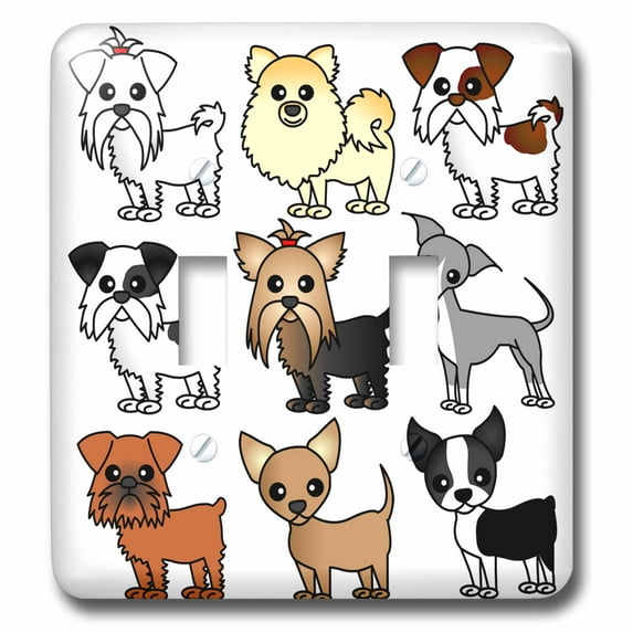 3dRose Cute Toy Breed Dogs - Double Toggle Switch (lsp_12099_2)