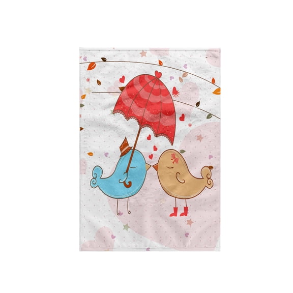3dRose, Cute Valentine Love Birds Kissing Under Umbrella Vector Cartoon, 15x22 Hand Towel