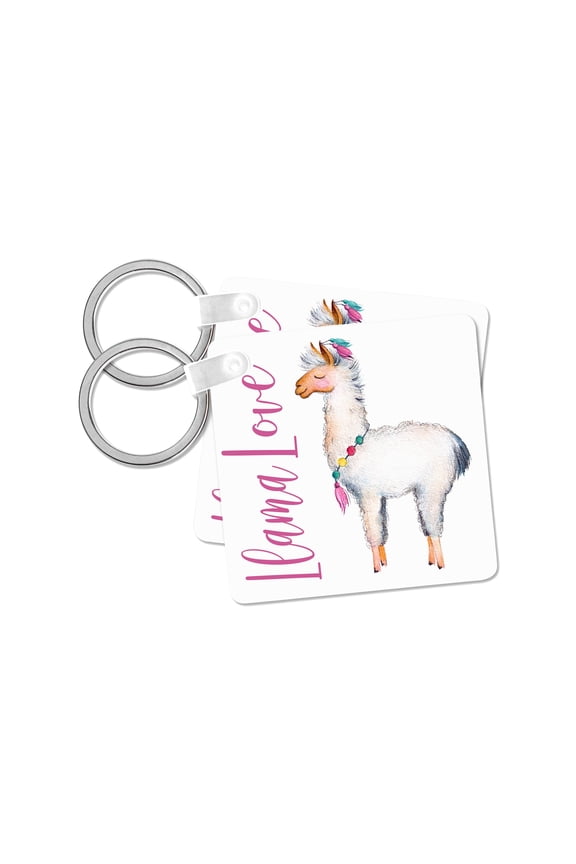 , Cute Watercolor Llama With The Words Llama Love , set of 2 Key Chains