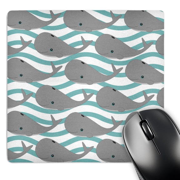 3dRose, Cute Whales on the Waves Print, MousePad