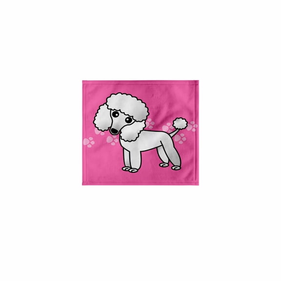 3dRose, Cute White Poodle Pink Paw Print Background, 11x12 Wash Cloth for Face and Body