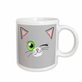 thumbnail image 1 of 3drose, Cute Winking Cat Grey with Green Eyes, 11oz Mug, 1 of 6