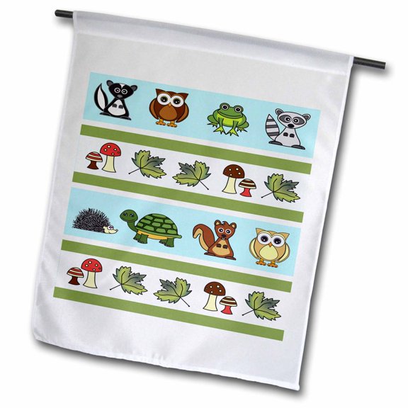 3dRose, Cute Woodland Creatures Forest Print, 12 x 18 inch Garden Flag