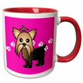 thumbnail image 1 of 3drose, Cute Yorkshire Terrier Yorkie Pink with Paw Prints, 15oz Two-tone Red Mug, 1 of 6