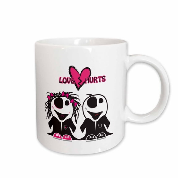 3drose, Cute Zombie Couple Love Hurts Punk Emo Design, 11oz Mug