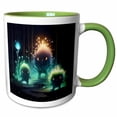 thumbnail image 1 of 3drose, Cute Glowing Creatures with Plant-like Features, in a Dark Forest., 11oz Two-tone Green Mug, 1 of 6