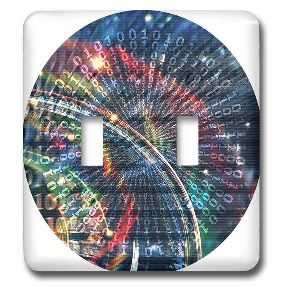 3dRose, Cyberspace 0101010 – blue binary code, double toggle switch