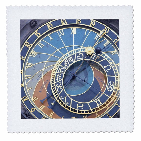3dRose, Czech Republic, Prague. Astronomical clock - EU06 BJA0020 - Jaynes Gallery, 10x10 inch quilt square