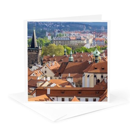 3dRose, Czech Republic, Prague. Rooftops as seen from above., 1 Greeting Card with envelope