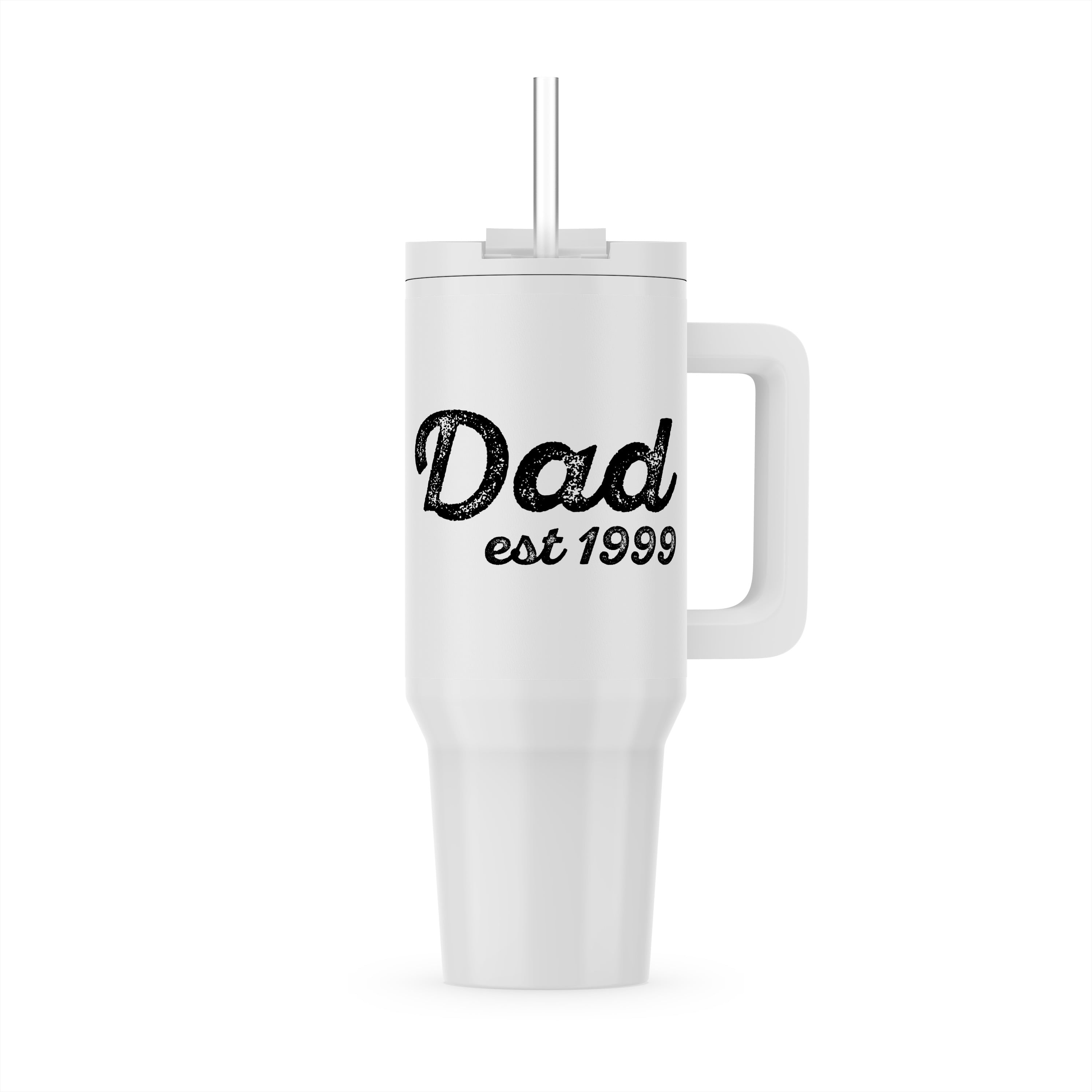 Dad Established 1999 Distressed Cursive Lettering On White Background ...