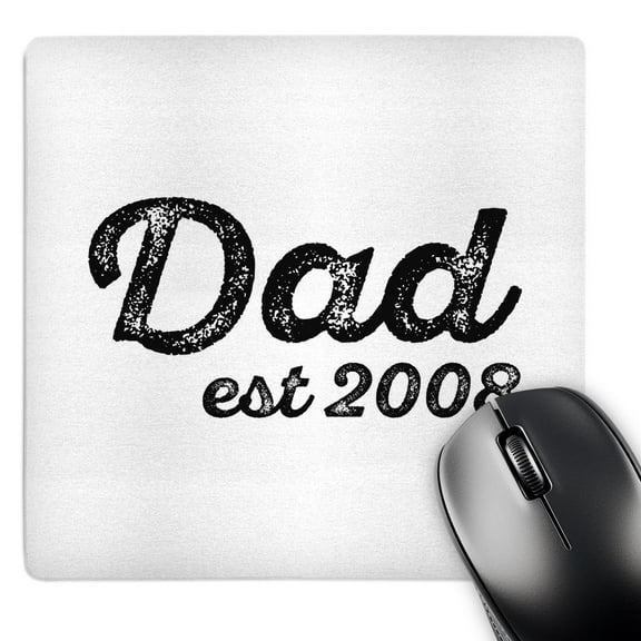 3dRose, Dad established 2008 distressed cursive lettering on white background., MousePad