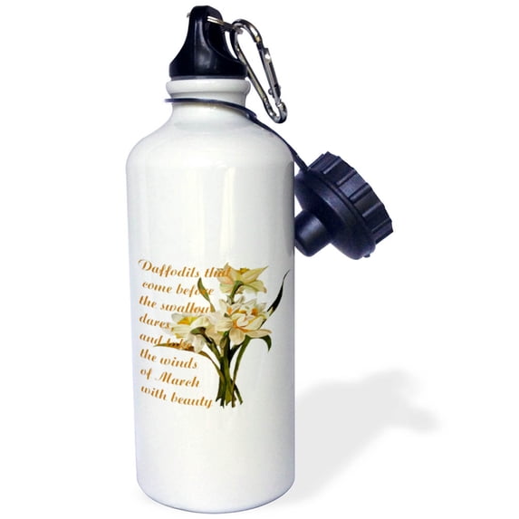 3dRose, Daffodils That Come Before The Swallow Dares Shakespeare , Flip Straw 21oz Water Bottle