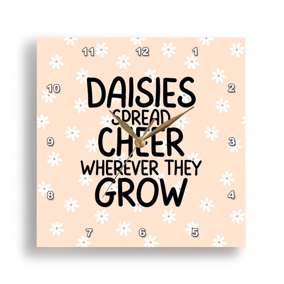 3dRose, Daisies spread cheer wherever they grow - White Daisies Pattern, 15x15 Wall Clock